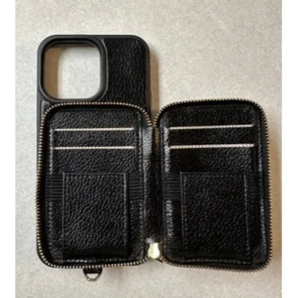 New IPhone 13 Wallet Case with Wristlet, Zipper Leather Case with RFID Blocking